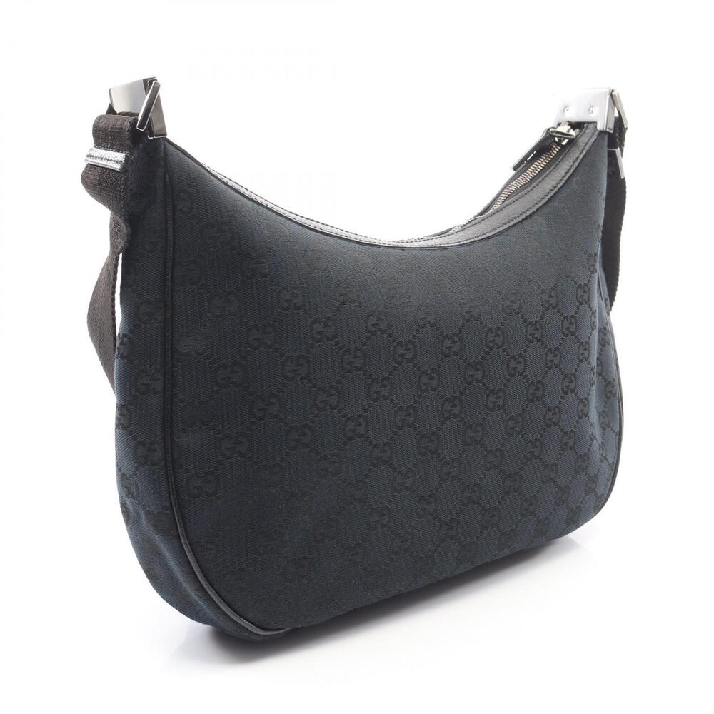 Gucci GG Shoulder Canvas Leather Black Bag